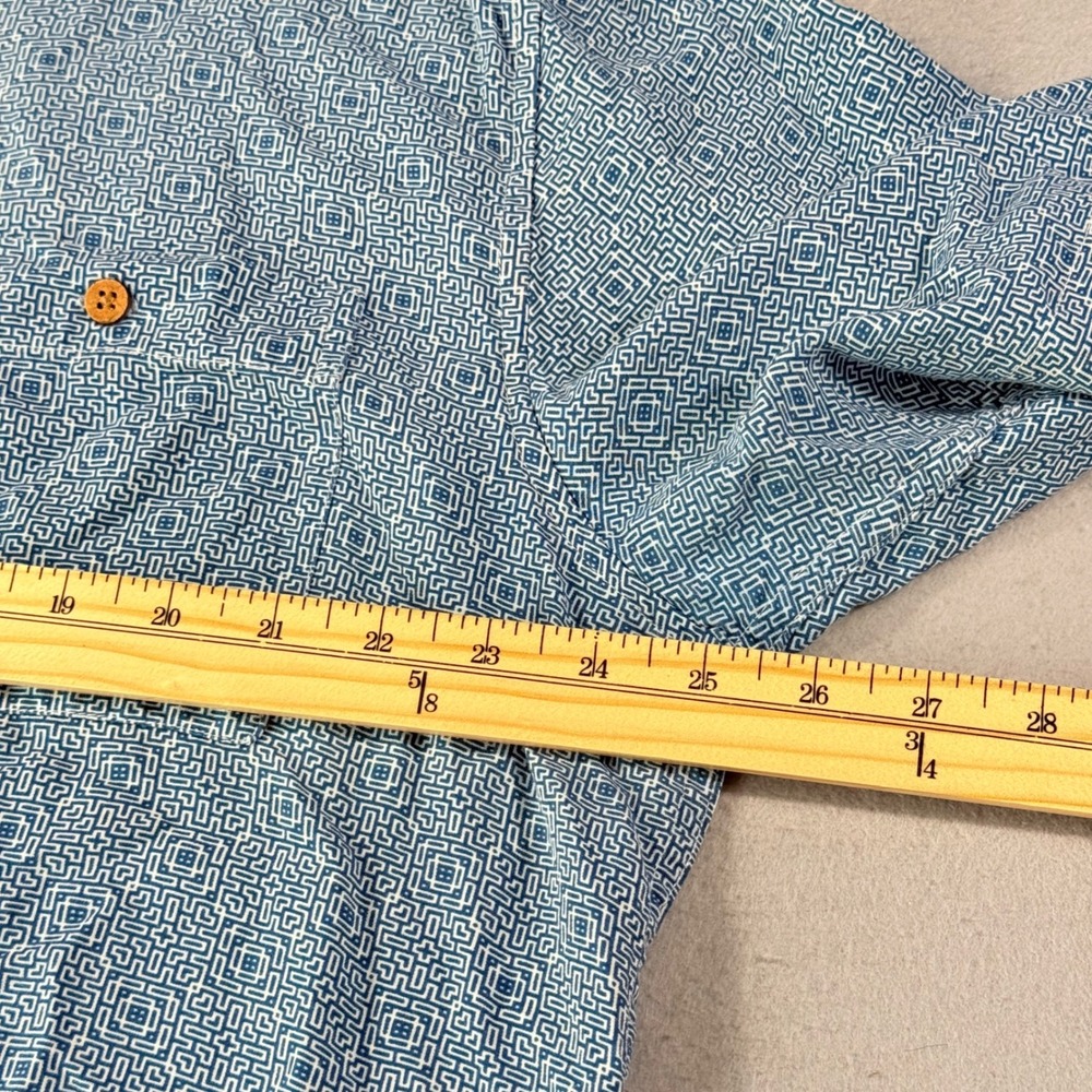 Preswick & Moore Men XL Blue Geometric Print Rayon Button Down Shirt - Picture 5 of 9